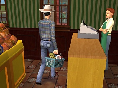 Art buys groceries.
