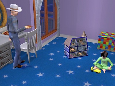 Pizza in Kara's room.