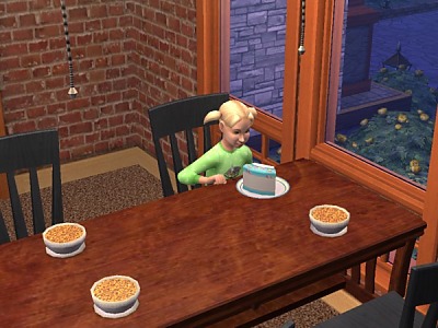 Kim eats cake for breakfast.